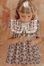 Robe en mousseline à col, écru, 2-10 ans