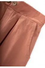 Pileli Boyfriend Pantolon 2-8 Yaş Somon