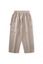 Kontrast Dikişli Keten Pantolon 2-7 Yaş Naturel