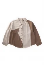 Chemise en lin bicolore 2-7 ans Naturel-Caramel