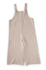 Salopette en lin à poches longues pour enfants de 2 à 7 ans, couleur naturelle