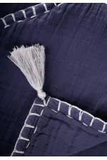 Double Layer Handmade Muslin Triangle Towel (Washed) 75x75 cm Navy Blue