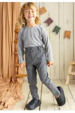 Pantalon en gabardine de lycra gris, 2-7 ans
