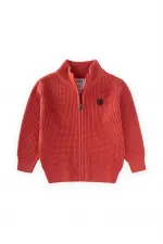 Selanik Fermuarlı Triko Hırka 2-11 Yaş Somon