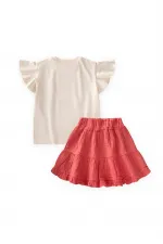 Ensemble jupe et haut en mousseline, 2-10 ans, écru