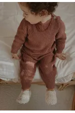 Selanik Knitwear Set 1-5 Years Old Dusty Rose