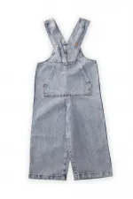 Bol Paça Kanguru Cepli Kot Salopet 2-7 Yaş Mavi