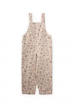 Patterned Gabardine Overalls 2-7 Years Old Ecru Striped