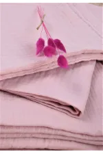 Parure de lit en mousseline avec pochette, housse de couette 100 x 135 cm +/- 3 cm, drap-housse 120 x 150 cm, taie d'oreiller 35 x 45 cm, rose poudré