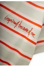 T-shirt à larges rayures brodées pour enfants de 2 à 10 ans, rayures orange menthe