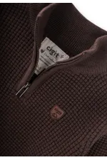 Pull Selanik Knitwear à fermeture éclair, marron, 2-11 ans