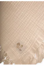 Four-Layer Tassel Blanket 80x120 cm Sand