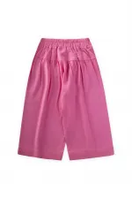 Korsajlı Büzgülü Keten Pantolon 2-7 Yaş Pembe