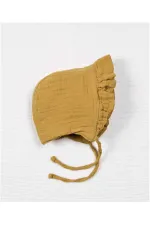 Tie-Up Ruffled Muslim Baby Hat 0-2 years Mustard Yellow