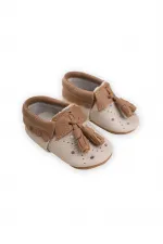 Deri Bebek Ayakkabı 17-21 Numara Gri-Kahve