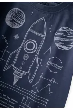 Roket Baskılı T-Shirt 2-12 Yaş Lacivert
