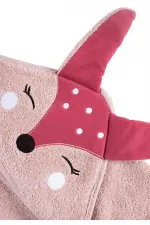 Fox Pattern Triangle Towel 75x75 cm Powder Pink