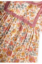 Muslin Patterned Dress, Ages 1-10, Ecru Muslin Patterned Dress, Ages 1-10, Ecru