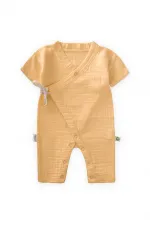 Salopettes en mousseline biologique à double boutonnage, robes d'été 0-9 mois