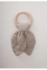 Anneau de dentition en mousseline de bois, couleur vison