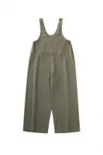Roba Komple Nakışlı Keten Salopet 2-7 Yaş Haki Yeşil