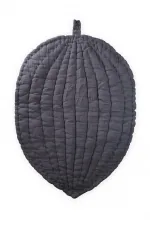 Tapis d'éveil bébé en mousseline à motif feuilles (lavé) anthracite