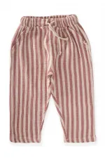 Pantalon en mousseline pour enfants de 1 à 10 ans, rayé rouge Pantalon en mousseline pour enfants de 1 à 10 ans, rayé rouge