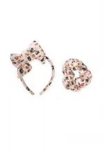 Taç Fiyoklu Lastikli Toka Seti Taş Leopar  Desen