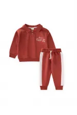 Embroidered Collar Sweatshirt Set, Ages 2-10, Terracotta