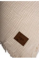 Couvre-lit en mousseline quatre épaisseurs 200 x 220 cm naturel