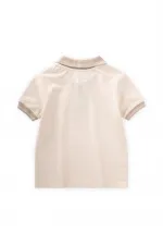Polo à col roulé brodé de feuilles, beige, 2-10 ans