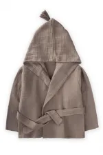 Double Layer Muslin Child Bathrobe 1-9 Years Dark Mink