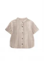 Chemise en mousseline rayée kaki marron, 2-10 ans