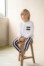Ensemble pyjama rayé 2-8 ans blanc cassé