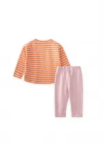 Ensemble bébé fille rayé en maille rose poudré et pêche, 0-3 ans