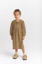 Papatya Tencel Elbise 2-7 Yaş Camel