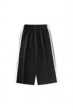 Crinkle Wide Leg Trousers, Ages 3-12, Black Crinkle Wide Leg Trousers, Ages 3-12, Black