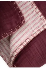 Müslin Çift Taraflı El İşili Bebek Battaniye (Yıkanmıştır) 100X100 cm Mürdüm Çizgili