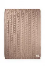 Saç Örgü Triko Battaniye 80X100 Cm (+/-5 Cm) Bej