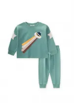 Ensemble pyjama appliqué vaisseau spatial, 2-8 ans, vert