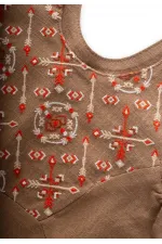 Roba Komple Nakışlı Keten Salopet 2-7 Yaş Caramel