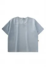 Sun Embroidered Linen Blouse 2-7 Years Old Blue