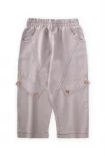 Dizi Kapaklı Keten Pantolon 2-7 Yaş A gri