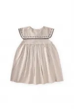 Linen Collar Dress, Ages 2-7, Natural