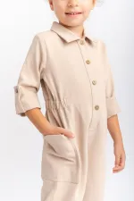 Salopette en gabardine beige 2-7 ans