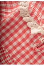 Robe à col à carreaux Peti 2-10 ans corail