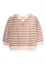 Pull rayé en maille marron, 2-10 ans