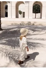 Flamlı Müslin Mevsimlik Tulum Naturel