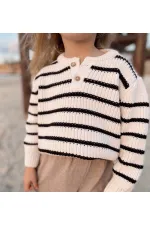 Pull rayé en maille écru 2-6 ans