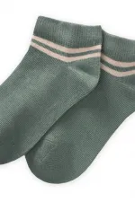 Chaussettes bottines rayées brutes pour enfants de 5 à 12 ans, vert amande